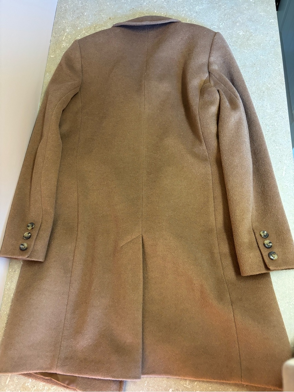 Women’s Ralph Lauren Camel Wool-Blend Single-Breasted Coat - Picture 3 of 4